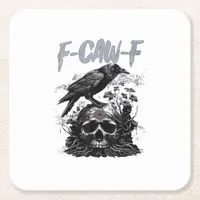 Funny F-Caw-F Crow Funny Halloween Retro Classic Square Paper Coaster