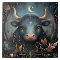 Taurus Bull Zodiac Astrology Celestial Birthday Ceramic Tile