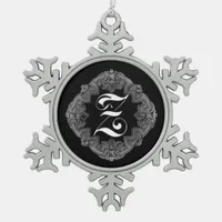 Elegant Goth Initial Z Snowflake Ornament