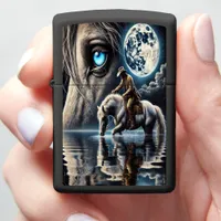 Nightfall Cowboy and Horse by the Lake Zippo Lighter