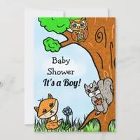 Little Fox and Forest Friends Boy's Baby Shower Invitation
