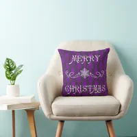 Christmas Elegant, Victorian Damask  Throw Pillow