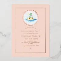 Rose Gold and Blush Pink Tropical Bachelorette Foil Invitation