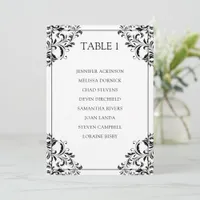 Nadine Seating Chart Table List Card | Black
