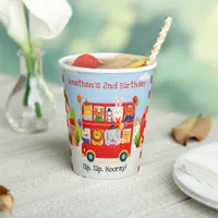 Cute Animal Double Decker Party Bus Birthday Paper Cups