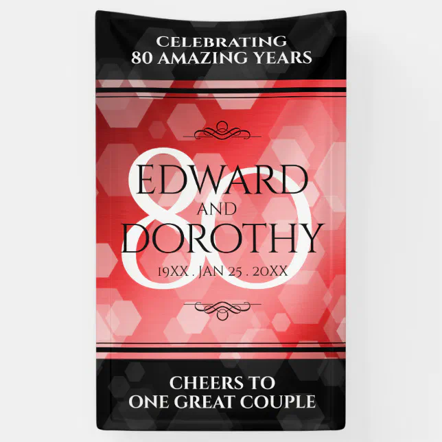 Elegant 80th Ruby Wedding Anniversary Celebration Banner