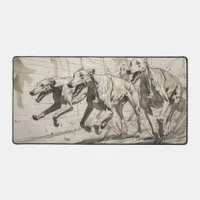 Running Greyhound Dogs Desk Mat