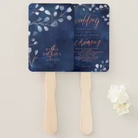 Watercolor Snowdrops Wedding Navy/Copper ID726 Hand Fan