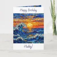 Oceanic Coastal Ocean Waves Sunset Birthday Card