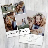 Love & Thanks Modern Five Photo Wedding Thank You Card