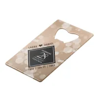 Elegant 28th Linen Wedding Anniversary Celebration Credit Card Bottle Opener