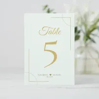 Geometric Wedding Table Numbers Gold/Mint ID477