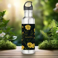 Elegant Yellow Buttercup Flowers Stainless Steel Water Bottle