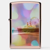 Colorful Blurry Bokeh Santa Monica Pier Zippo Lighter