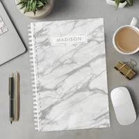 Gray and White Marble Personalized Name Custom Planner