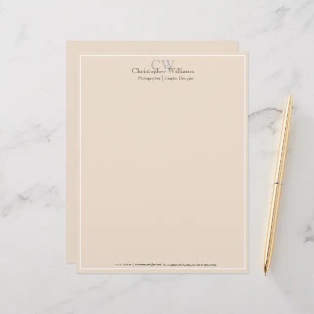 Professional Beige Minimalist Letterhead