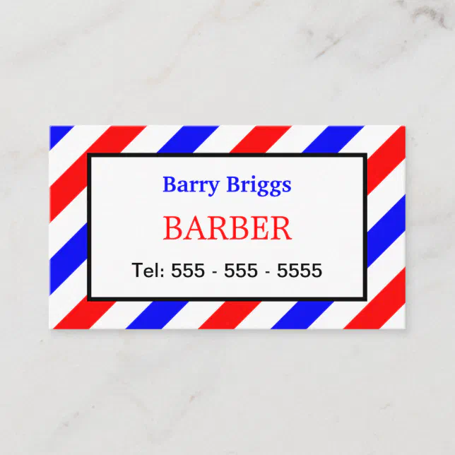 Red White and Blue Stripes Barber Business Card