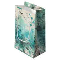 Turquoise Watercolor Ephemera Small Gift Bag