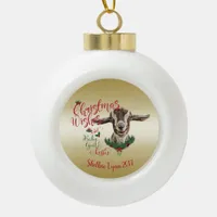 GOAT | Christmas Wishes Baby Goat Kisses Togg Ceramic Ball Christmas Ornament