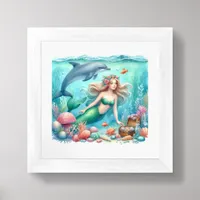 Coastal Beach Under the Sea Mermaid Ocean  Framed Art