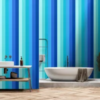 Modern Blue Gradient Striped Pattern Wallpaper