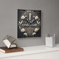 Delicate 1st Anniversary Floral Keepsake Square Wall Clock