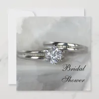 Wedding Rings on Gray Bridal Shower Invitation