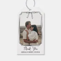 Custom Photo in Bow Frame Wedding Thank You Favor Gift Tags