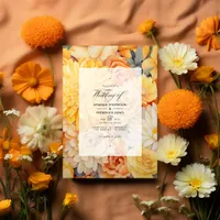 Yellow, Orange and Ivory Floral Wedding Invitation