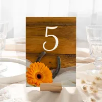 Orange Daisy and Horseshoe Western Wedding Table Number