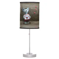 Valentine Mouse Hearts Country Rustic Wood Trendy Table Lamp