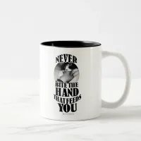 Never Bite that Hand Cat Cliche Humor Fun Two-Tone Coffee Mug