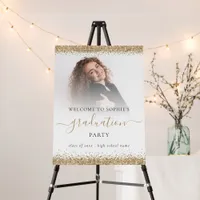 Gold Glitter Photo Overlay Welcome Graduation Foam Board