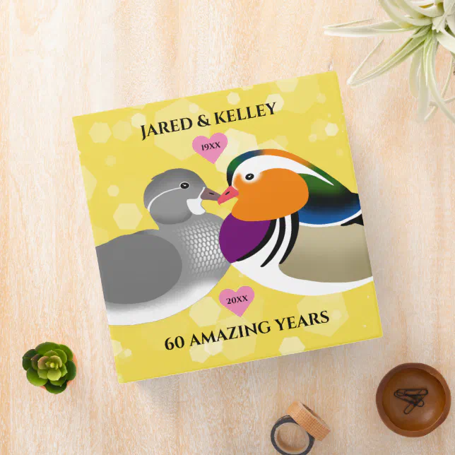 Mandarin Ducks Lovebirds Any Anniversary Year 3 Ring Binder