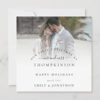 First Christmas Married Photo Names Holiday Card