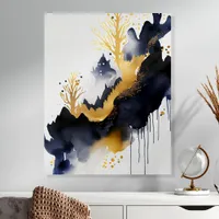 Navy and Gold Abstract Mountain Wall Art Acrylic Photo Tile