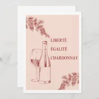 Liberté Égalité Chardonnay Funny Wine Illustration Invitation