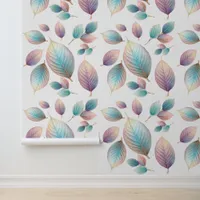 Ethereal Beauty Soft Tone Whimsical Pastel Leaves Wallpaper