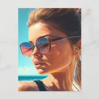 Have a Great Summer | Beautiful Woman at Beach Postcard