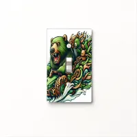 Animated Bears Riding a Green Car  Light Switch Cover