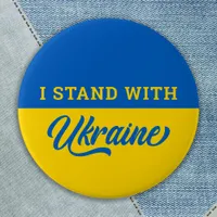 I Stand With Ukraine Blue Yellow Flag Ukranian  Button
