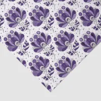 Abstract Doodle Art Style Flowers Shades of Purple Tissue Paper