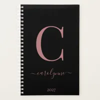 Chic Elegant Pink Rose Gold Monogram Name Planner