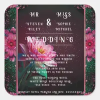 Floral Lotus Wedding Suite | Starry Night Romance Square Sticker