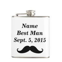 Best Man Mustache Hat and Suit Vinyl Wrapped Flask