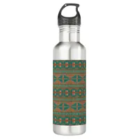 Southwest Teal Copper Colors Geometric Pattern Stainless Steel Water Bottle