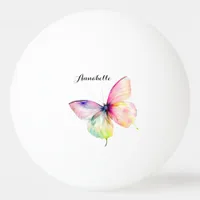 Delicate Pink Butterfly in Pastel Rainbow Colors Ping Pong Ball