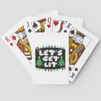 Let's Get Lit Christmas Tree Merry Funny Jokes Sat Poker Cards