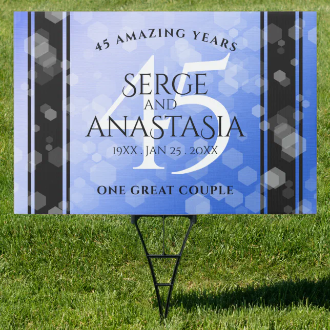 Elegant 45th Sapphire Wedding Anniversary Sign