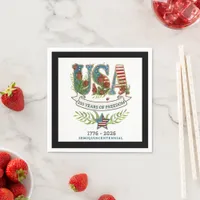 250 Years of Freedom Chic Patriotic Black Border Napkins